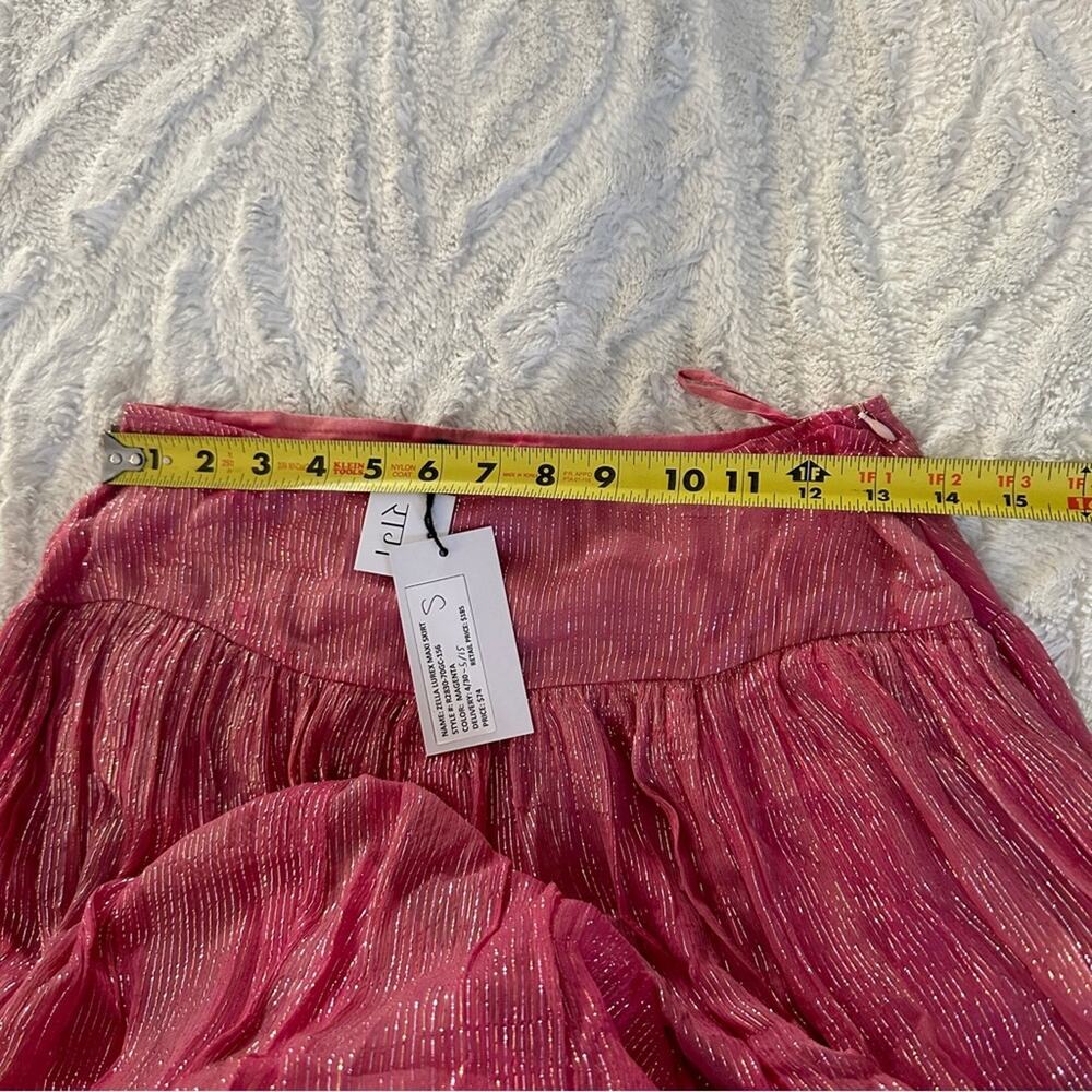 Raga Zella Lurex Maxi Skirt Size S NWT Pink Metallic Boho Resort Romantic - Picture 9 of 13